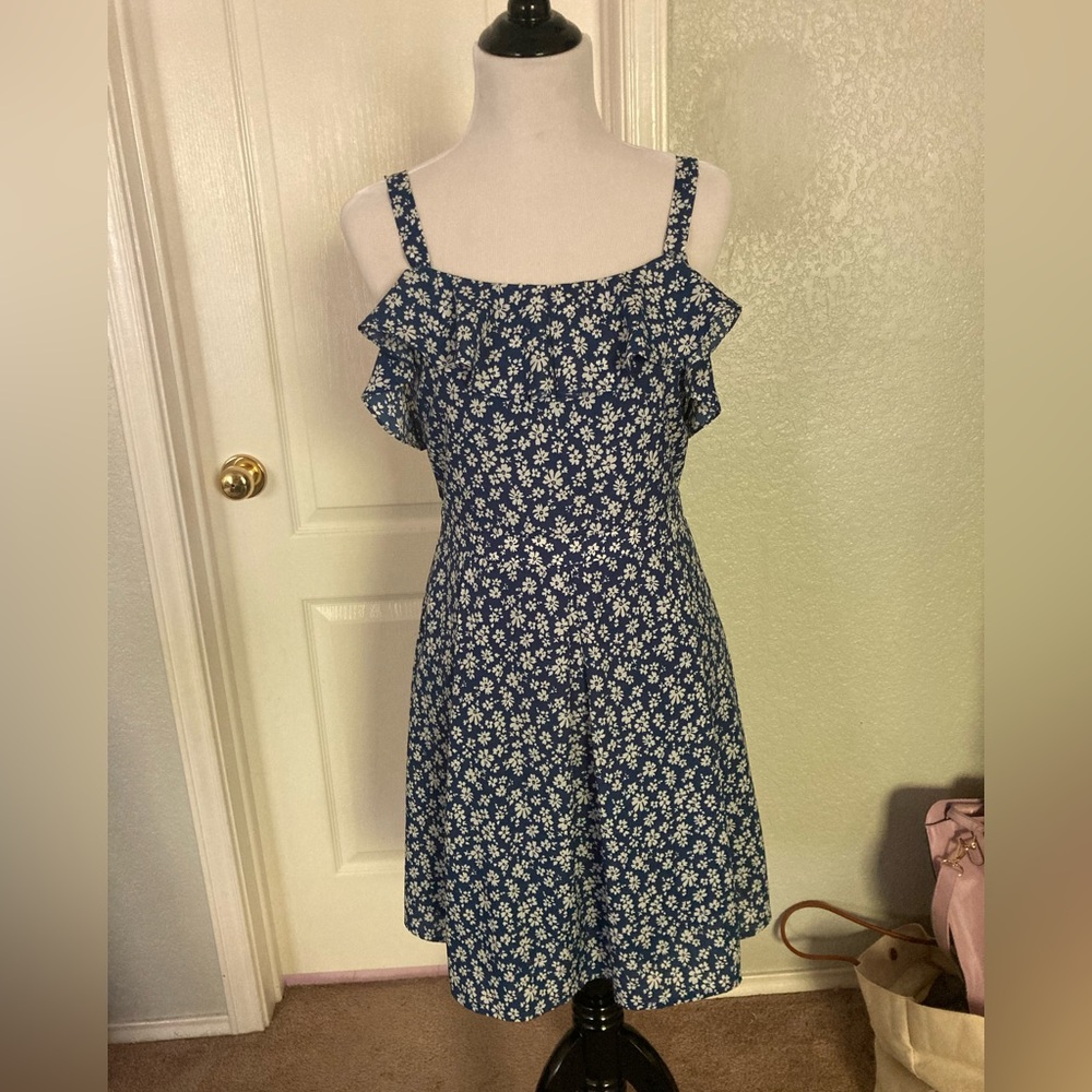 Cold Shoulder Blue Floral Altar’d State flounce dress